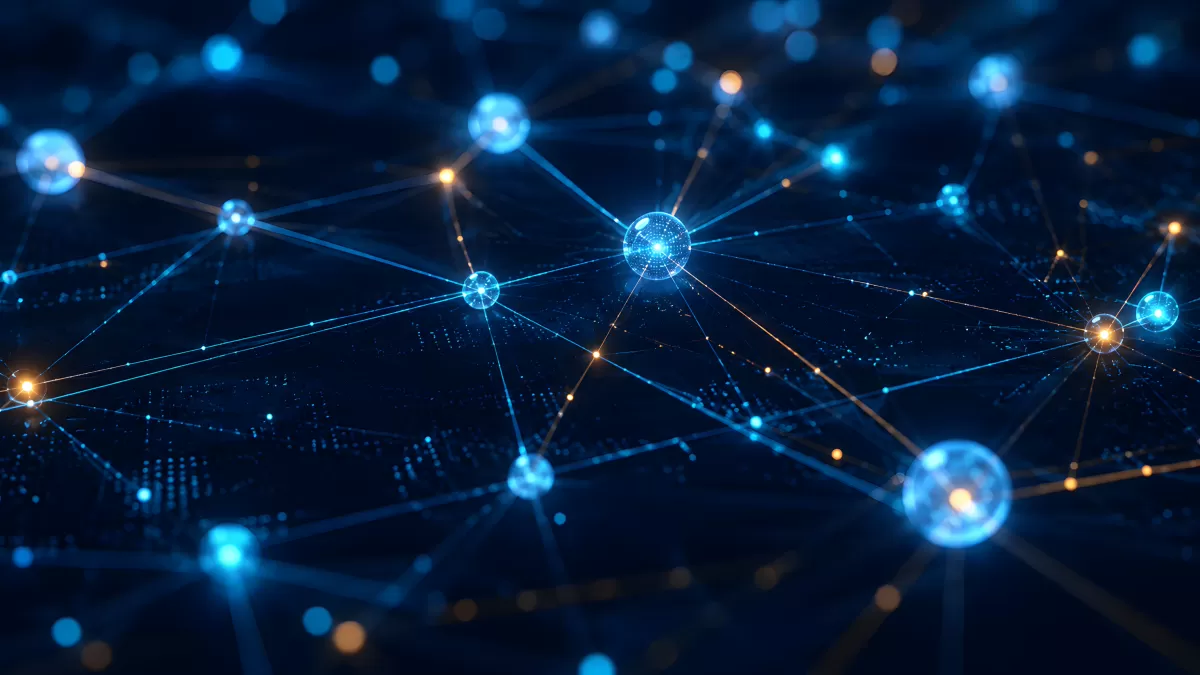 Digitales Netzwerk mit leuchtenden Knotenpunkten