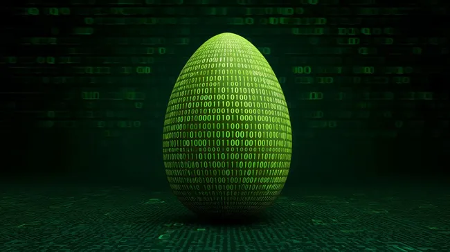 Digitales Osterei mit binärer Datenmatrix
