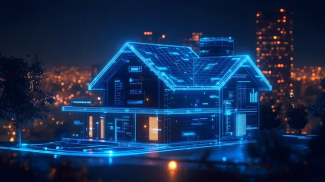 Digitales Smart-Home-Konzept in der Nacht