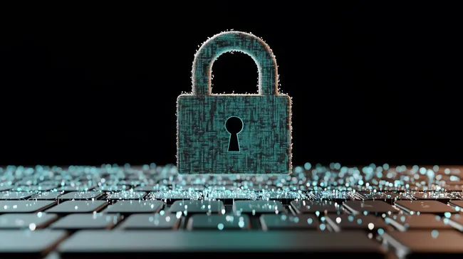 Digitales Vorhängeschloss über Computertastatur