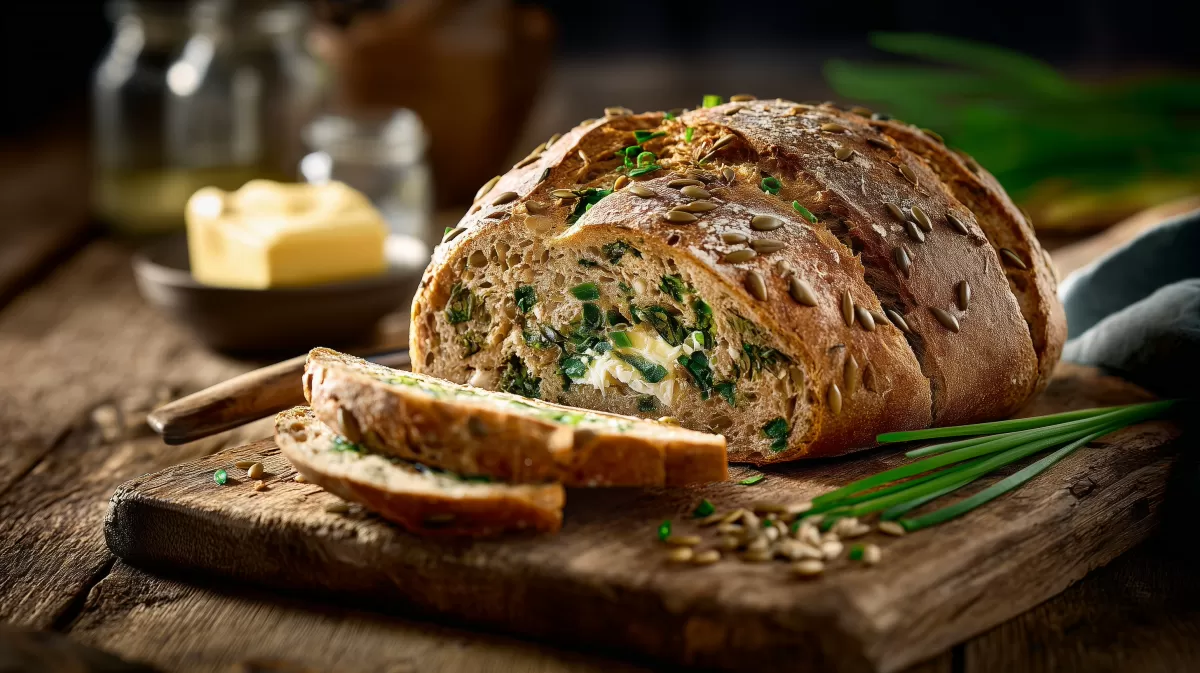 Dinkel Brlauchbrot mit Sonnenblumenkernen aufgeschnitten