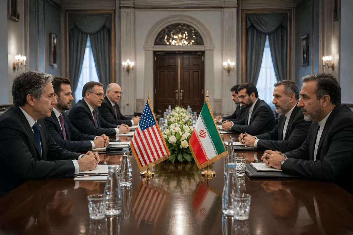 Diplomatisches Treffen an rundem Konferenztisch