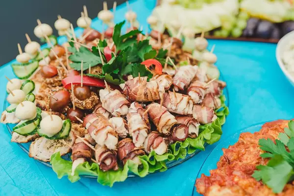 Dish Of BAcon Rolls, Salad And Tomatoes (Flip 2019)