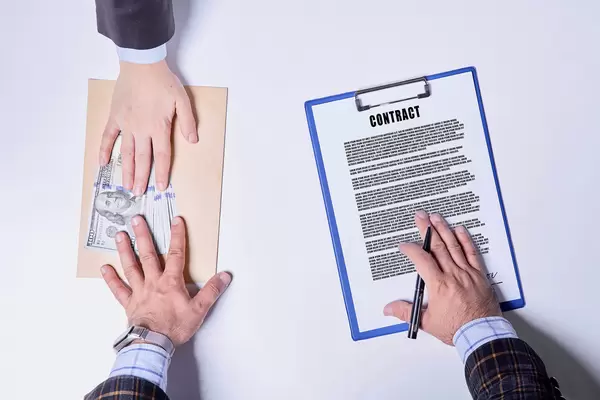 Dishonest cheating in business illegal money, Bribery and corruption concept