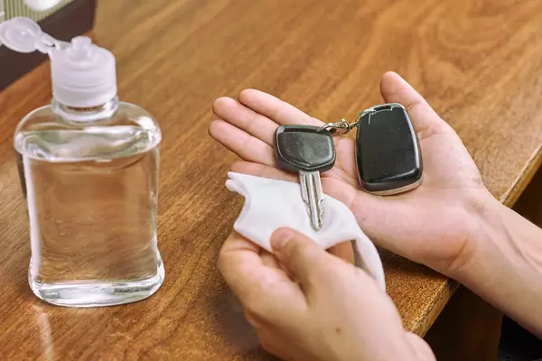 Disinfecting car keys