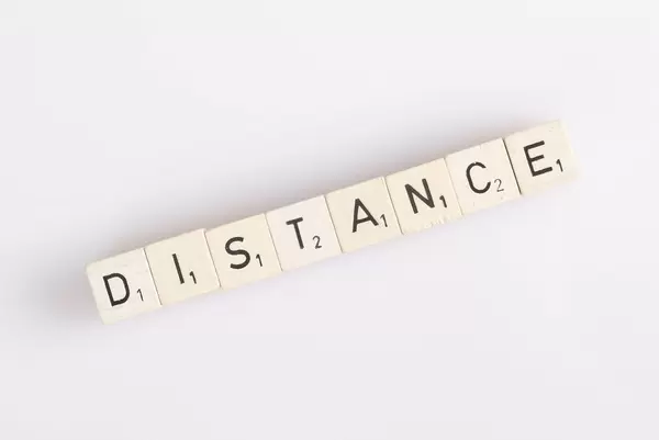 Distance text on wooden blocks