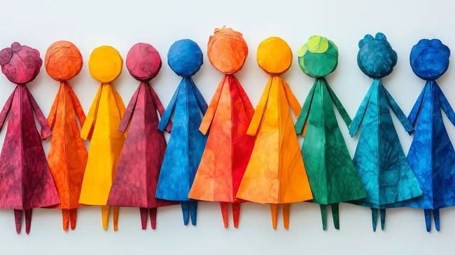 Diverse bunte Papierpuppen als Symbol der Gemeinschaft