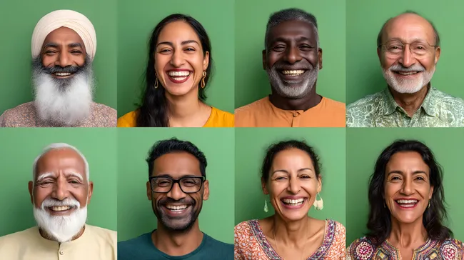 Diverse Personenporträts in lebendigen Farben