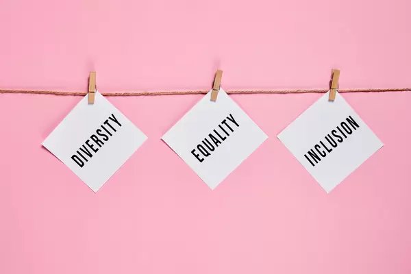 Diversity, Equality and Inclusion words on hanging on the rope papers