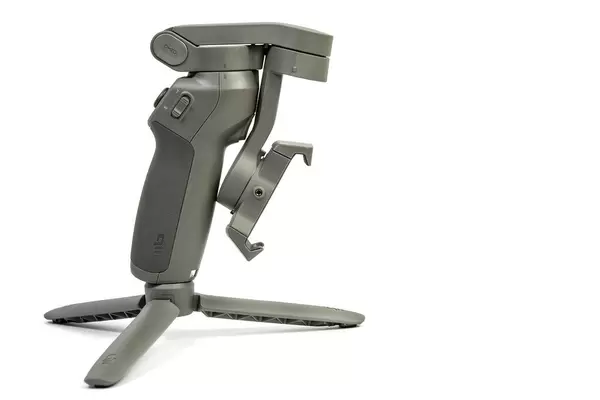 DJI Osmo Mobile 3 phone gimbal above white background (Flip 2019)