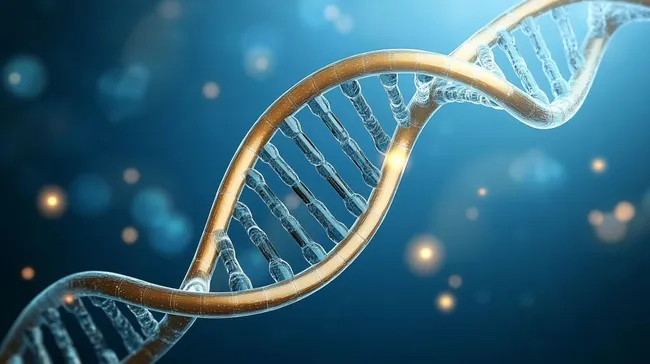 DNA-Helix in blauem Technologie-Hintergrund