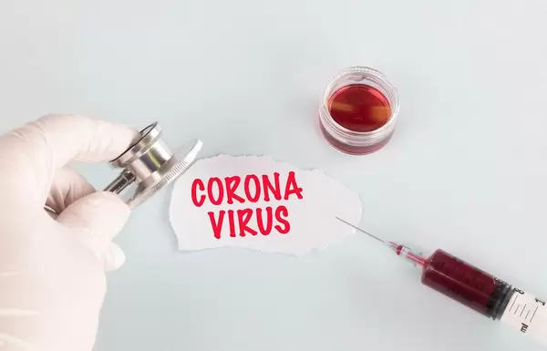 Doctors hand with Corona Virus blood samples