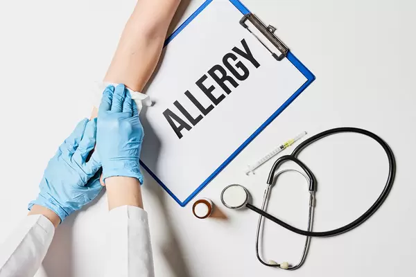 Doctor's hands doing allergy test