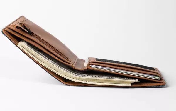 Dollar bills in brown leather wallet  Flip 2019