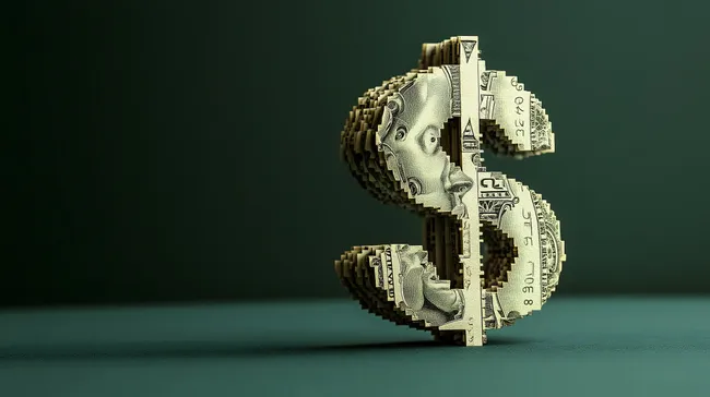 Dollarscheine zu einem Symbol geformt