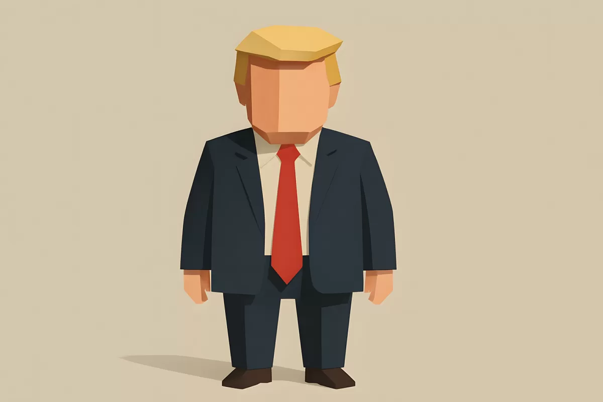 Donald Trump Figur in modern-minimalistischem Design