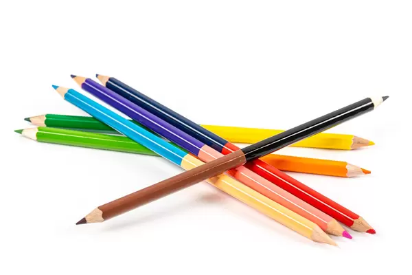 Double-sided multicolored pencils, drawing concept