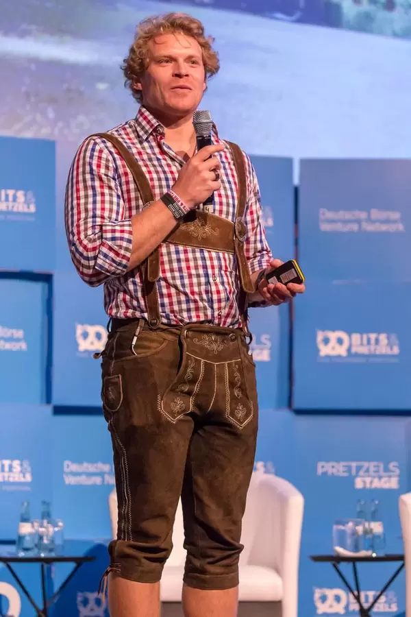 Dr. Julian Hosp - President of TenX holding a speech at the Bits & Pretzels 2018