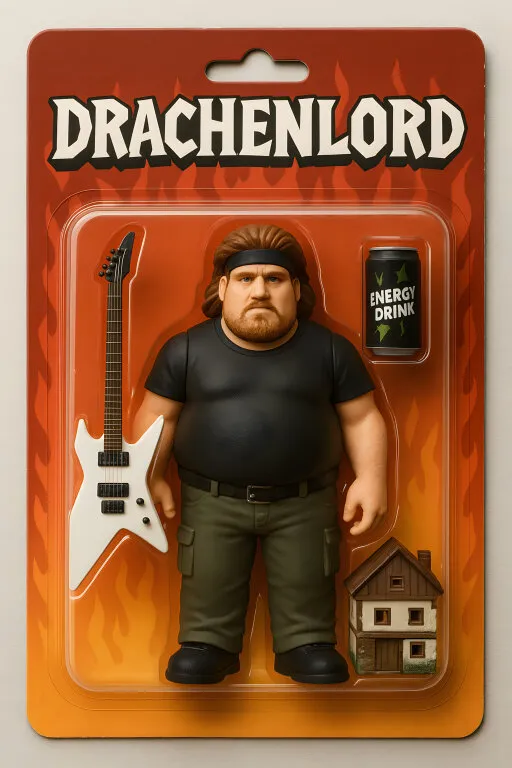 Drachenlord-Actionfigur mit Gitarre und Haus