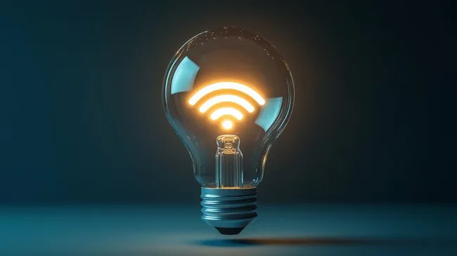 Drahtloses Innovationskonzept - Glühbirne mit WLAN-Symbol