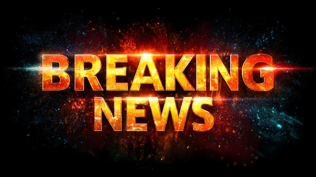 Dramatische Breaking News-Grafik mit Feuer-Effekt