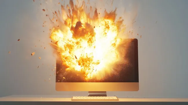 Dramatische Computersprengungs-Explosion in Nahaufnahme