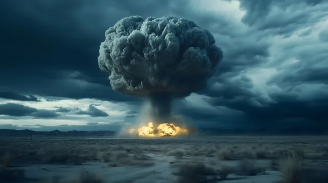 Dramatische nukleare Explosion in der Wüste