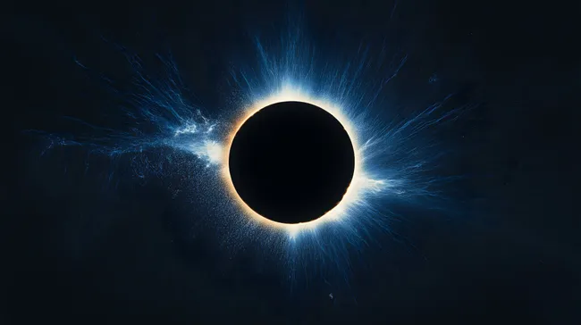 Dramatische Sonnenfinsternis mit blauem Korona-Effekt