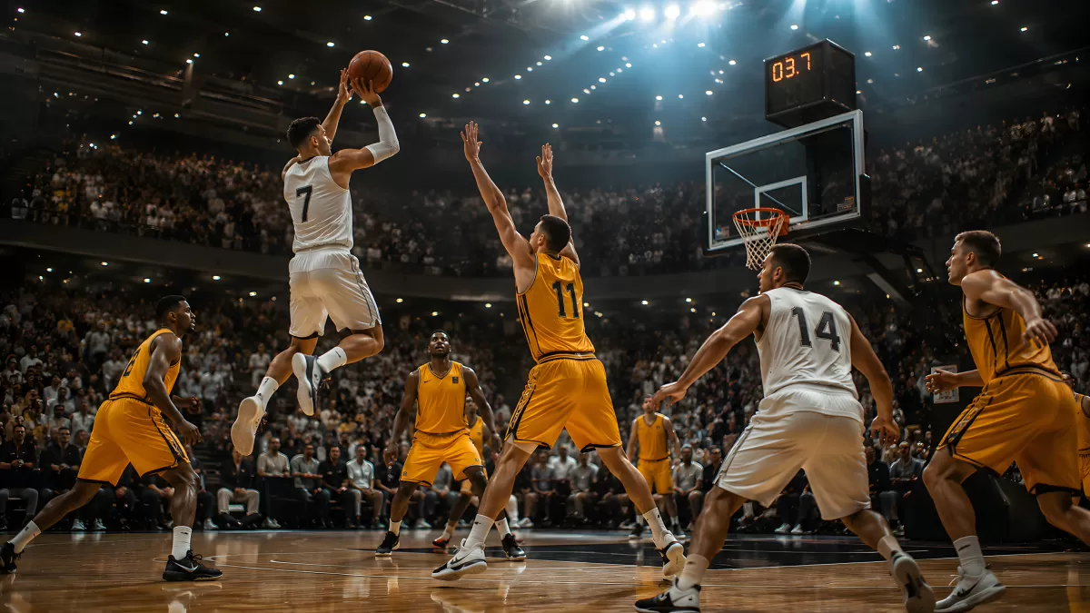 Dramatischer Basketballwurf in der letzten Sekunde