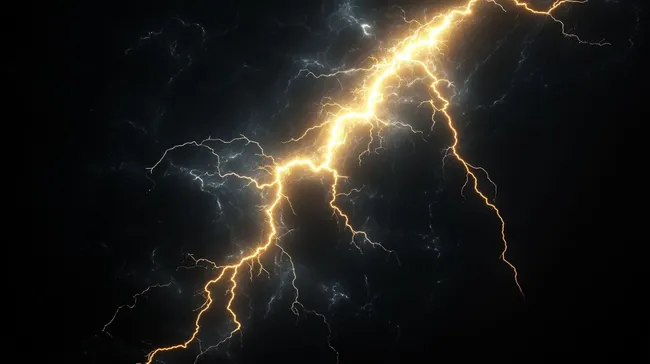 Dramatischer Blitzeinschlag vor dunkler Wolke