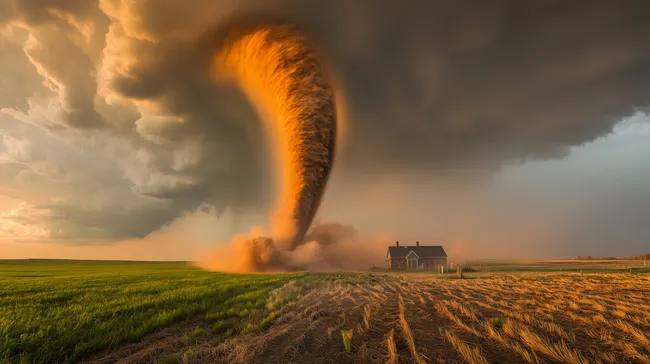 Dramatischer Tornado über Landwirtschaftsgebiet