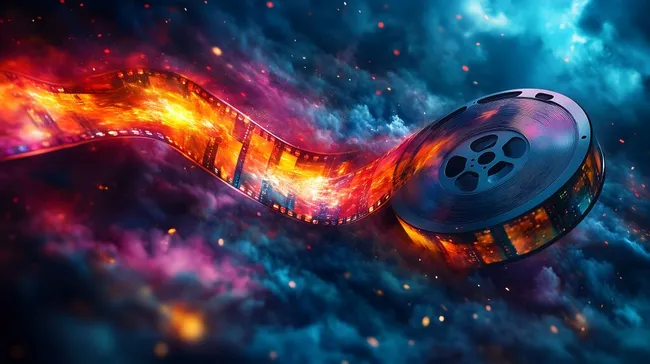 Dramatisches Film-Motiv mit kosmischen Farben