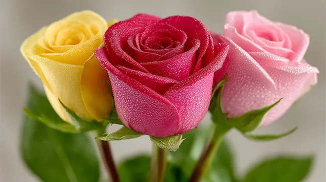 Drei farbenfrohe Rosen - Elegante Blumendekoration