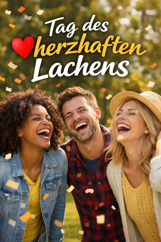 Drei Freunde lachen unbeschwert in der Natur