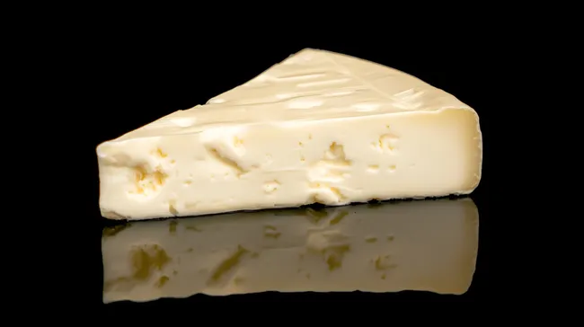 Dreieckiger Frischkäse auf schwarzem Hintergrund