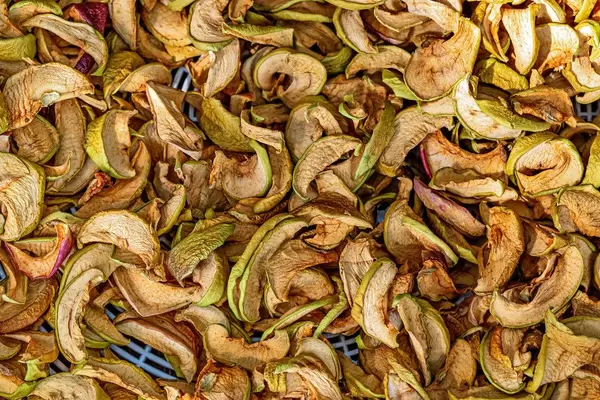 Dried slices apples background