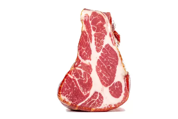 Dried smoked pork meat piece