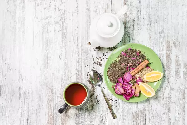 Drinking a cup of hot tea at tea cafe