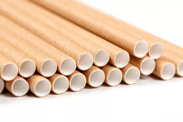 Drinking straws on a white background