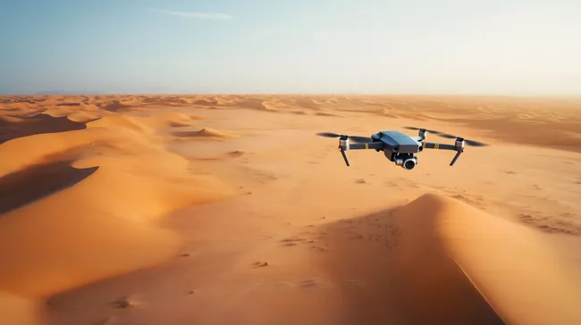 Drohne über endloser Wüstenlandschaft