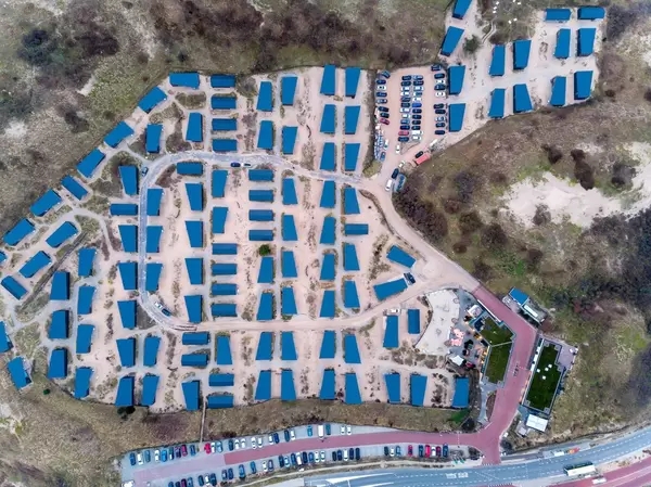 Drone shot of entire resort Qurios in Bloemendaal aan Zee, Netherlands