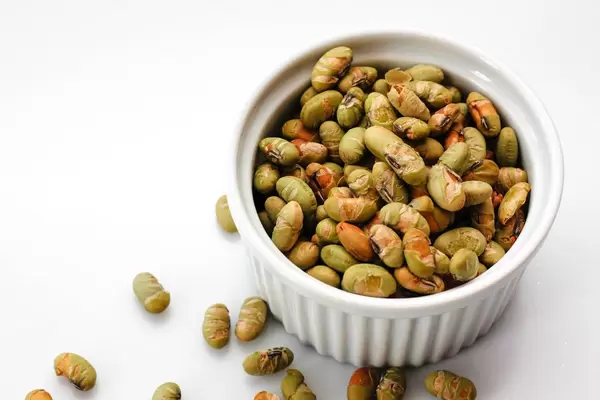 Dry Edamame on a White Background