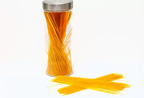 Dry Spaghetti Pasta on a White Background