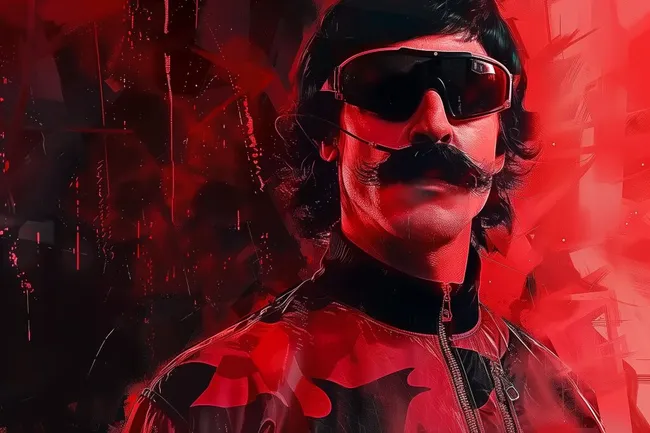 Düstere Gamer-Ikone in roter Neonbeleuchtung