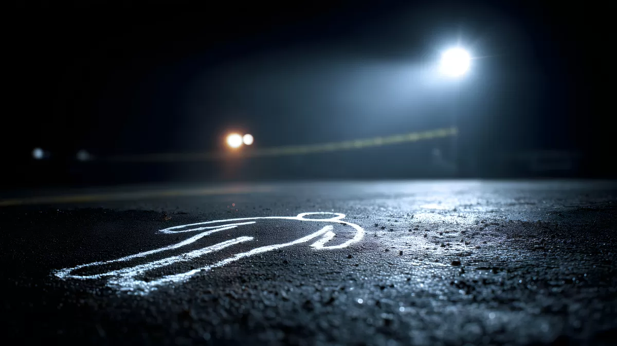 Düstere Kreideumrisse in nächtlicher Szenerie