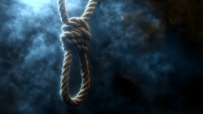 Düsterer Galgen-Strick in Rauch-Atmosphäre