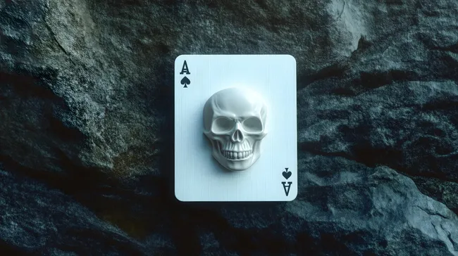 Düsteres Totenkopf-Motiv auf Spielkarte