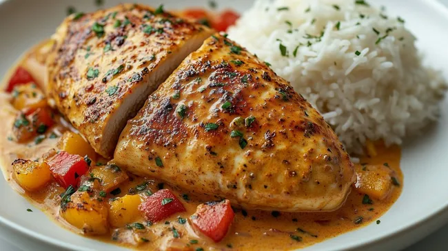 Duftende Hähnchengeschnetzeltes in Paprika-Sahnesoße