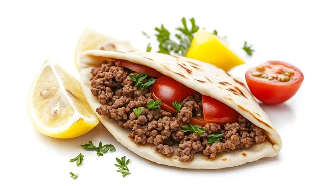 Duftende Pita-Sandwiches mit Hackfleisch und frischen Zutaten