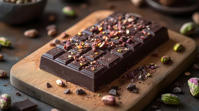 Dunkle Schokolade mit knusprigen Pistazien